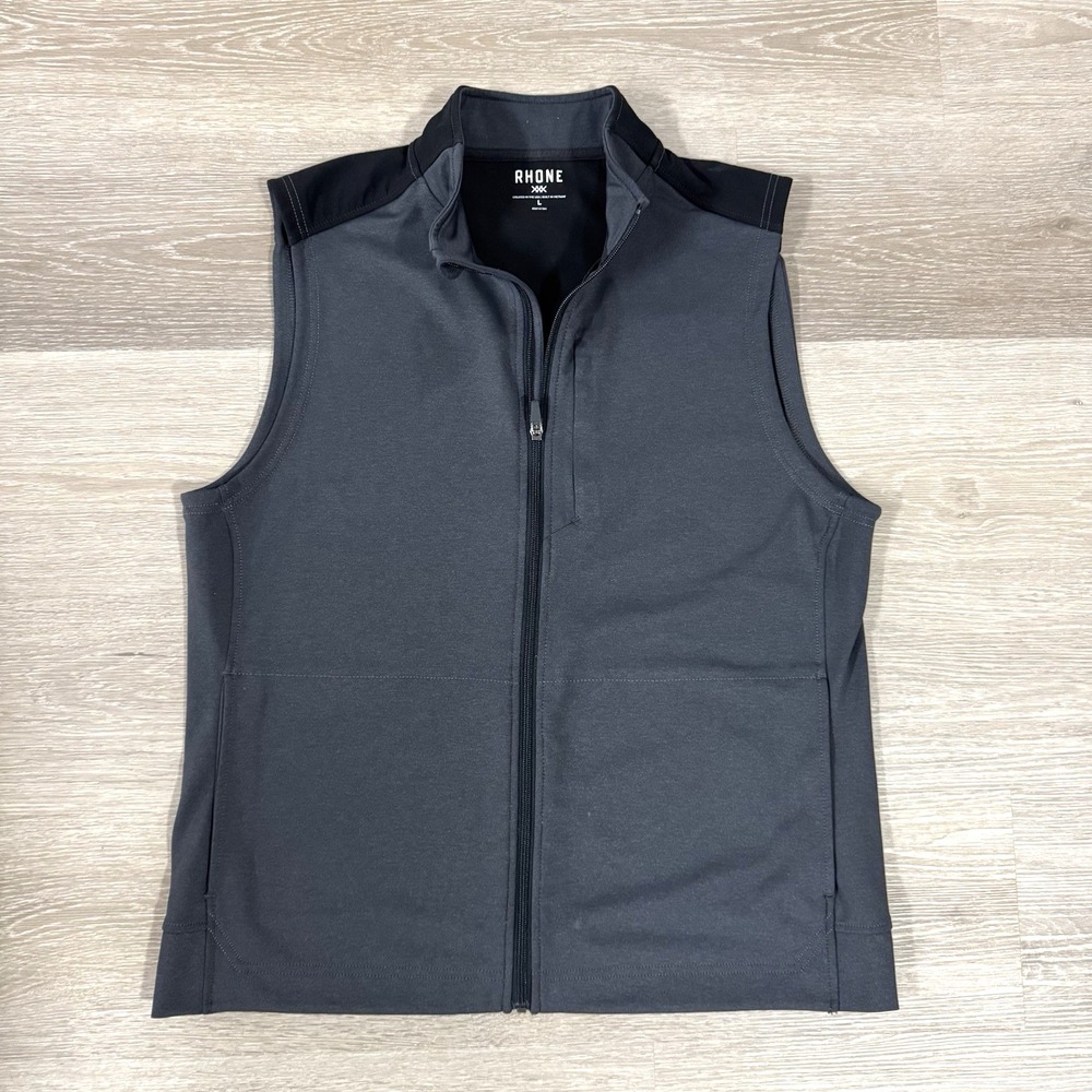 Rhone Grey Hitch Commuter Performance Pockets Full Zip Vest Men's Size L